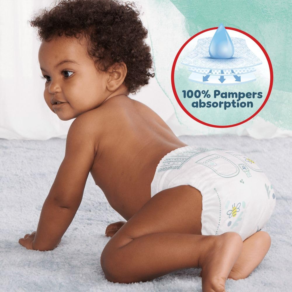 Pampers Harmonie Nappy Pants Size 4, 168 Nappies, 9kg-15kg, Monthly Pack, Gentle Skin Protection and 360^0 Comfort Fit - New