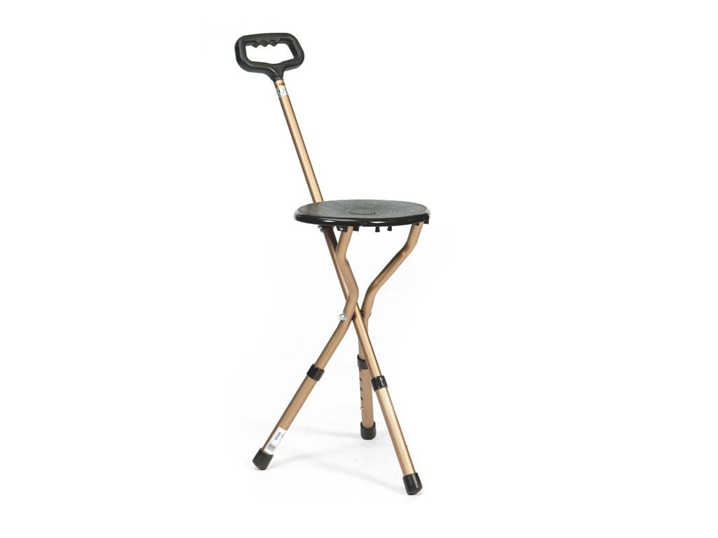 Drive Devilbiss Height Adjustable Aluminium Cane Seat - Walking Stick Stool - Mobility Aid Support - Very Good