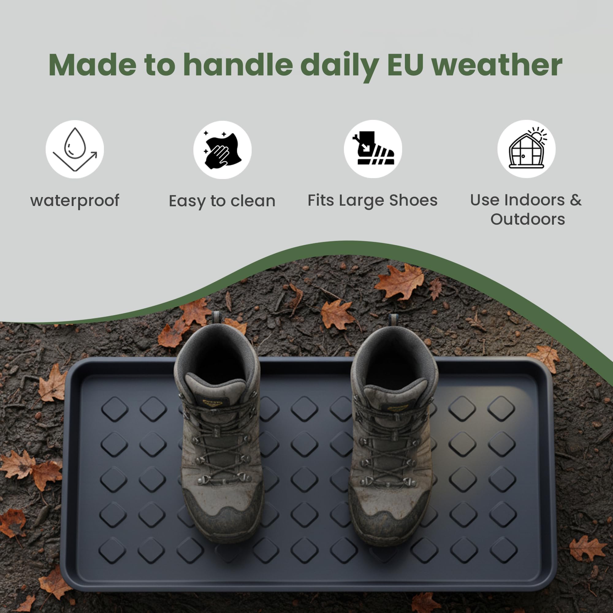 GARDENIX Pack of 3 Shoe Racks, Multi-Purpose Boot Shoe Drip Trays for Rain, Autumn and Winter, 71.5 x 34.5 x 3 cm, Shoe Mat, Drying Mat, Shoe Drip Trays, Plant Bowl - Very Good