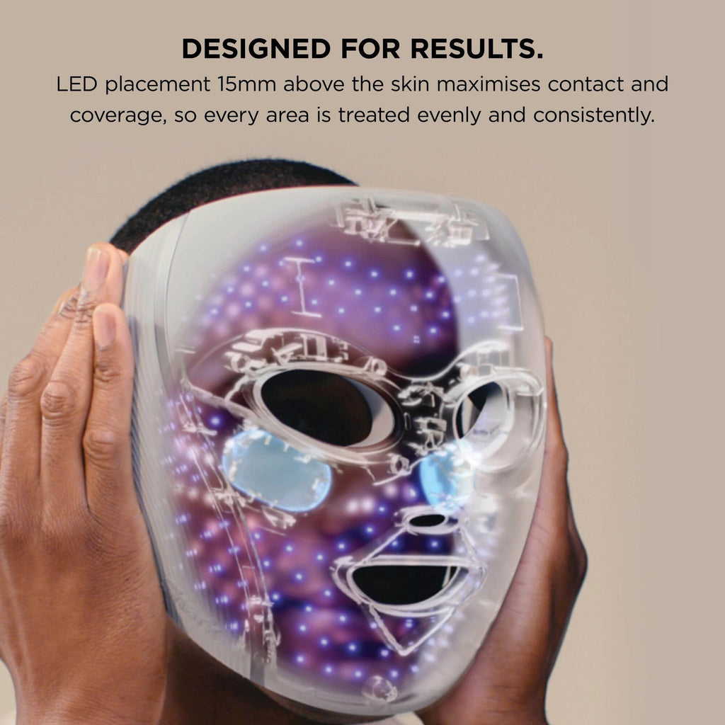 Shark CryoGlow LED Face Mask with Under-Eye Cooling, Anti-Ageing & Blemish Repair, Red & Blue LED, Infrared Light Therapy, USB-C, Remote Control, Storage Bag, Adjustable Straps - Like New