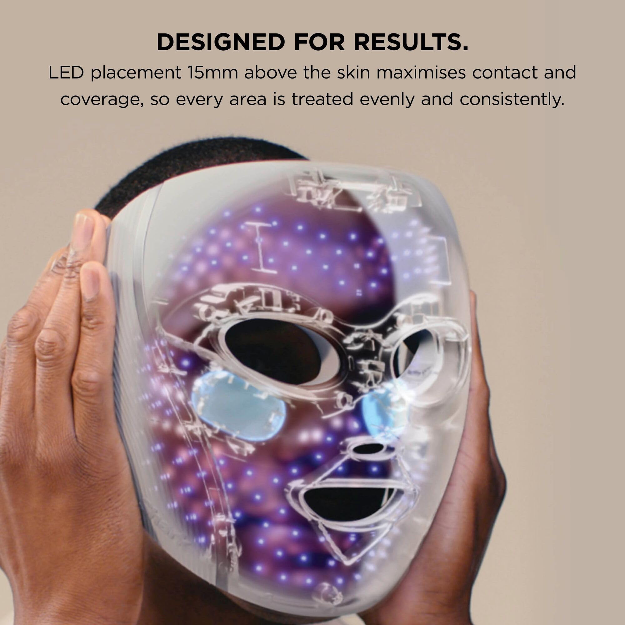Shark CryoGlow LED Face Mask with Under-Eye Cooling, Anti-Ageing & Blemish Repair, Red & Blue LED, Infrared Light Therapy, USB-C, Remote Control, Storage Bag, Adjustable Straps - Like New