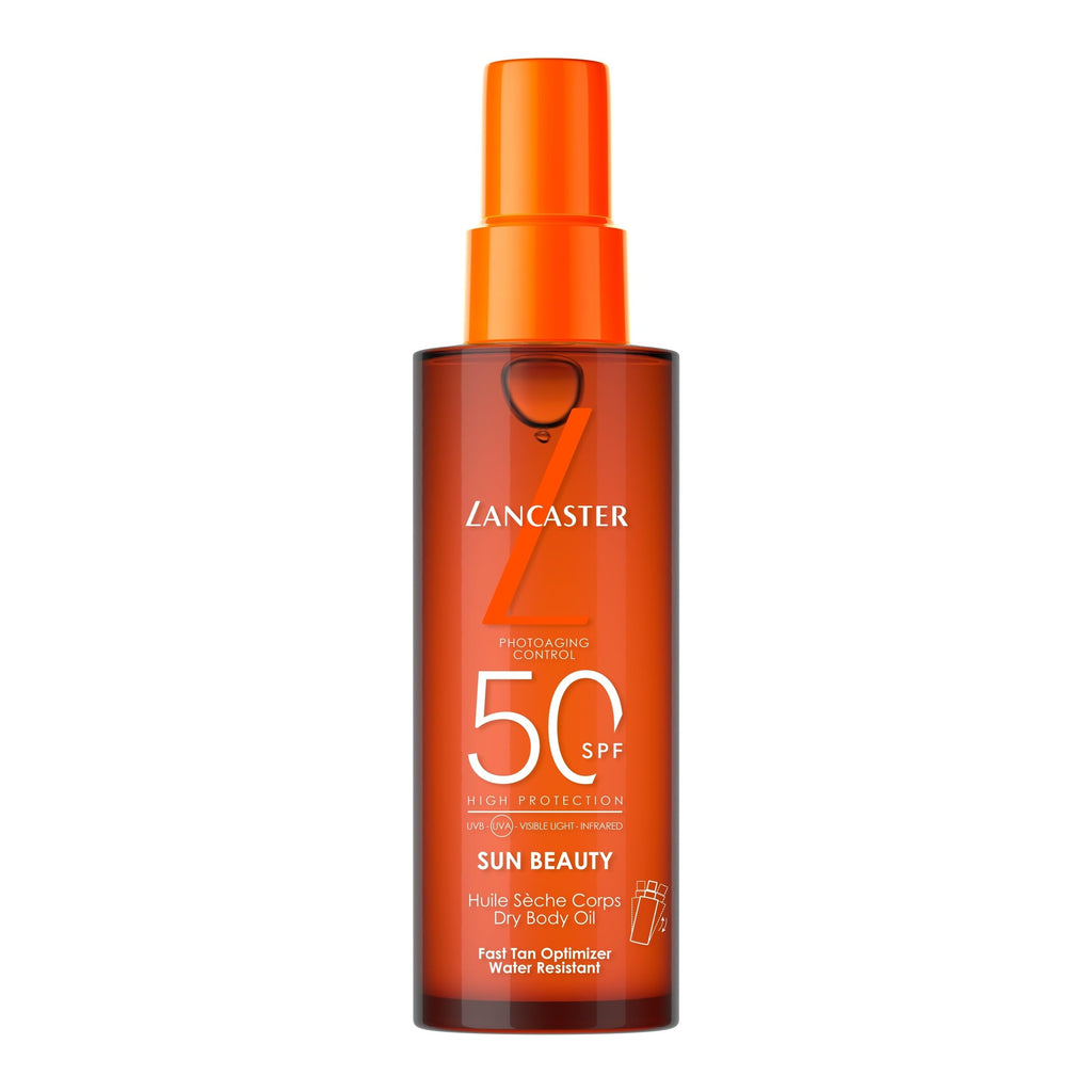 Lancaster Sun Beauty Dry Body Oil SPF50 150ml | Photoaging Control | Broad Spectrum Sun Protection | Fast Tan Optimizer | Water Resistant Formula | Dries Invisible | Suitable for All Skin Types - New