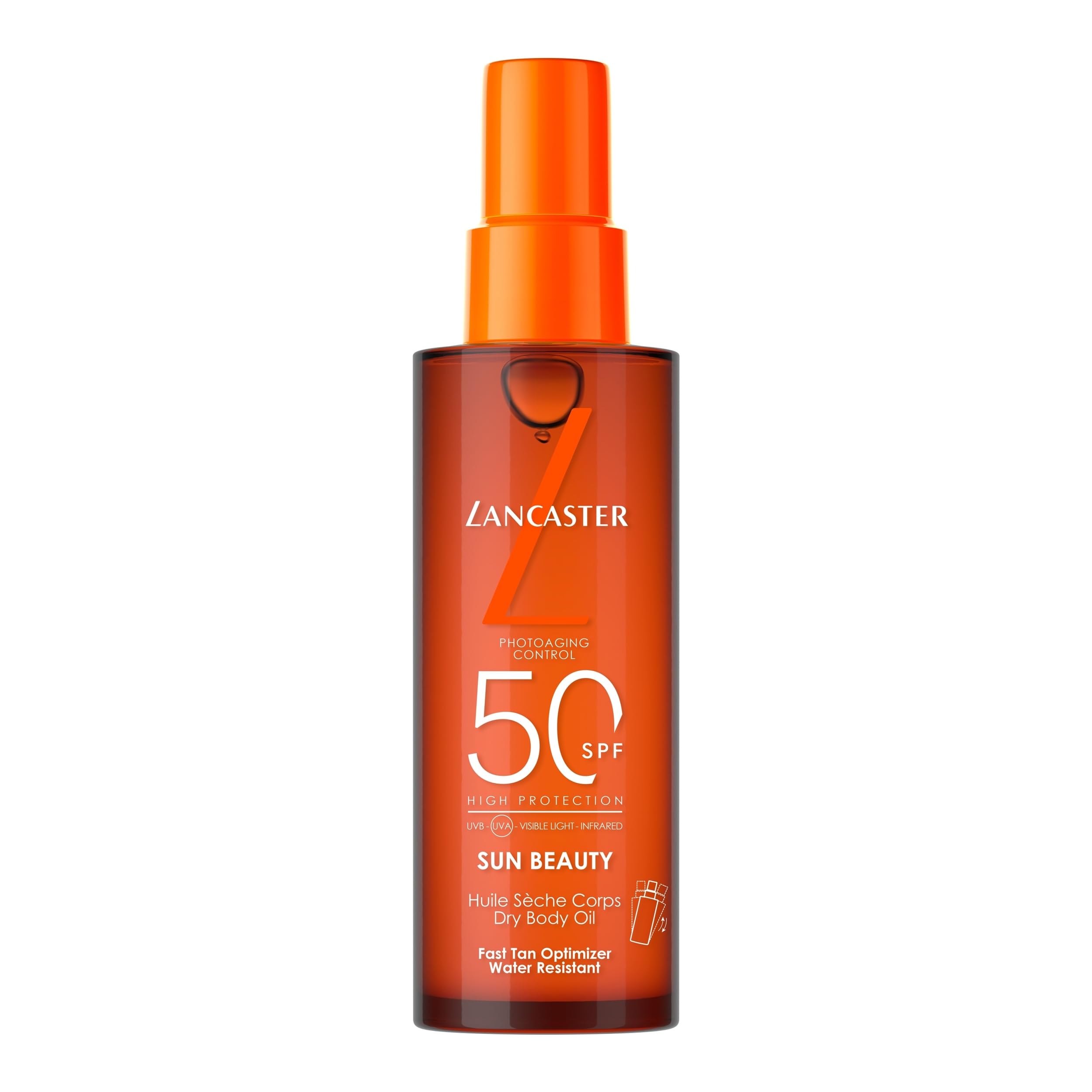 Lancaster Sun Beauty Dry Body Oil SPF50 150ml | Photoaging Control | Broad Spectrum Sun Protection | Fast Tan Optimizer | Water Resistant Formula | Dries Invisible | Suitable for All Skin Types - New