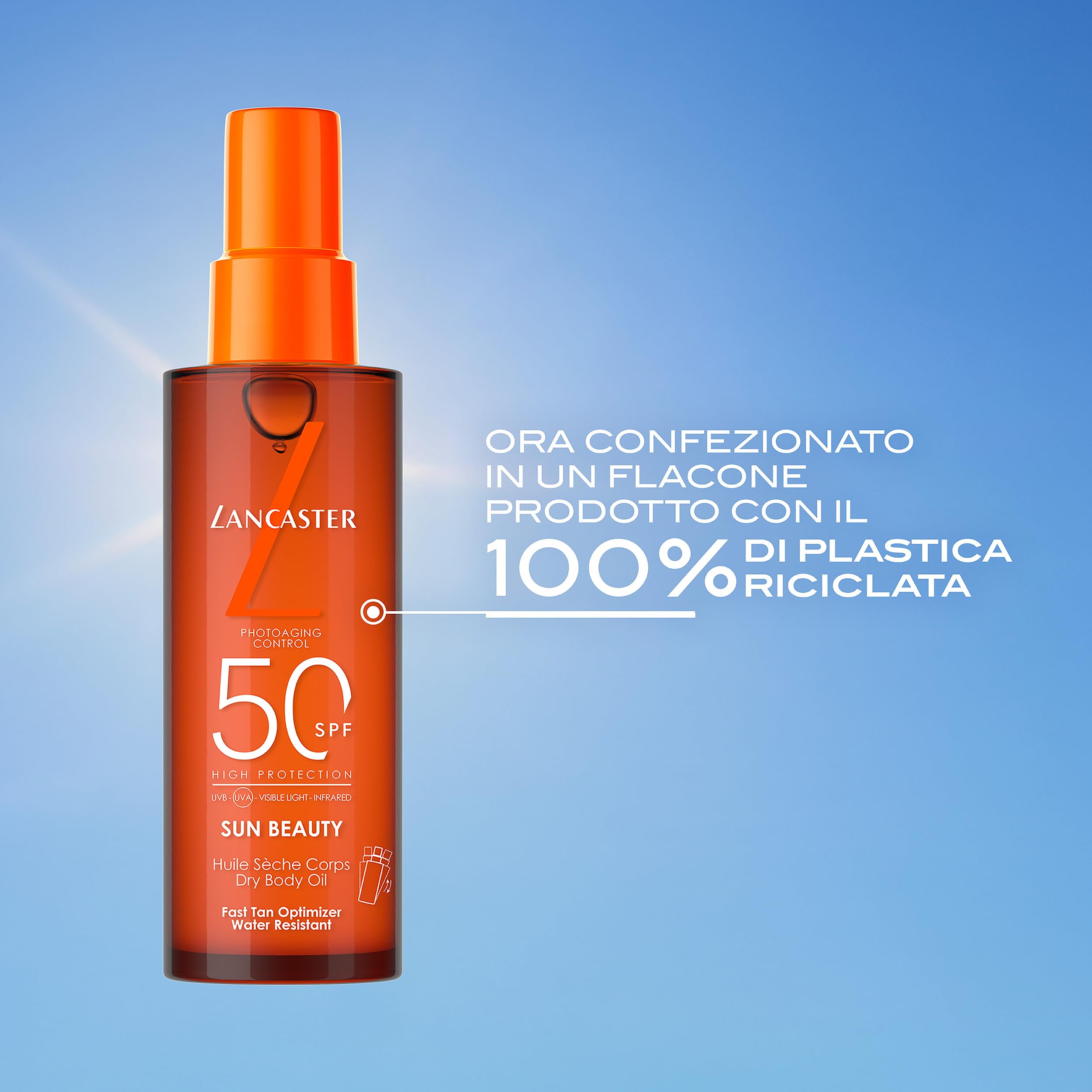 Lancaster Sun Beauty Dry Body Oil SPF50 150ml | Photoaging Control | Broad Spectrum Sun Protection | Fast Tan Optimizer | Water Resistant Formula | Dries Invisible | Suitable for All Skin Types - New