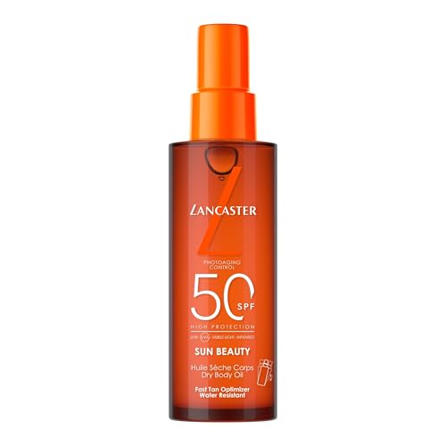 Lancaster Sun Beauty Dry Body Oil SPF50 150ml | Photoaging Control | Broad Spectrum Sun Protection | Fast Tan Optimizer | Water Resistant Formula | Dries Invisible | Suitable for All Skin Types - New