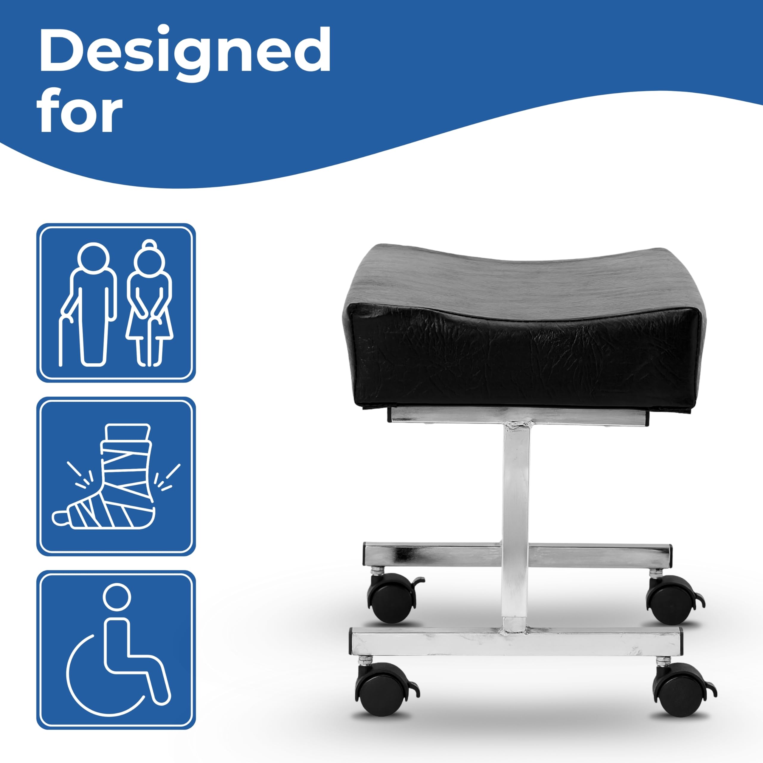 DAYS Adjustable Footstool - Supportive Foots tool with Castors, Height Adjustable Foot Rest Under Desk, Ergonomic Footrest for Living Room & Office, Comfortable & Stable Leg Support for Elderly - Good