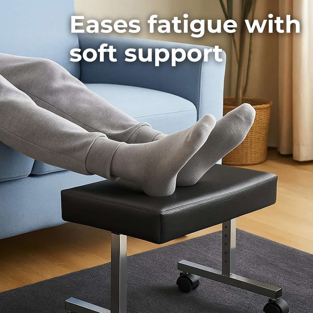 DAYS Adjustable Footstool - Supportive Foots tool with Castors, Height Adjustable Foot Rest Under Desk, Ergonomic Footrest for Living Room & Office, Comfortable & Stable Leg Support for Elderly - Good