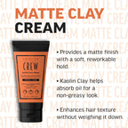 American Crew Matte Clay Cream - Hybrid hair styling clay gel for men | Absorbs Hair Oil & Detoxifies | Medium hold with matte finish | Natural Hair Gel for Men - New