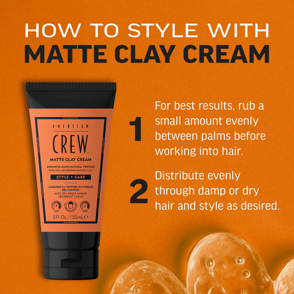 American Crew Matte Clay Cream - Hybrid hair styling clay gel for men | Absorbs Hair Oil & Detoxifies | Medium hold with matte finish | Natural Hair Gel for Men - New