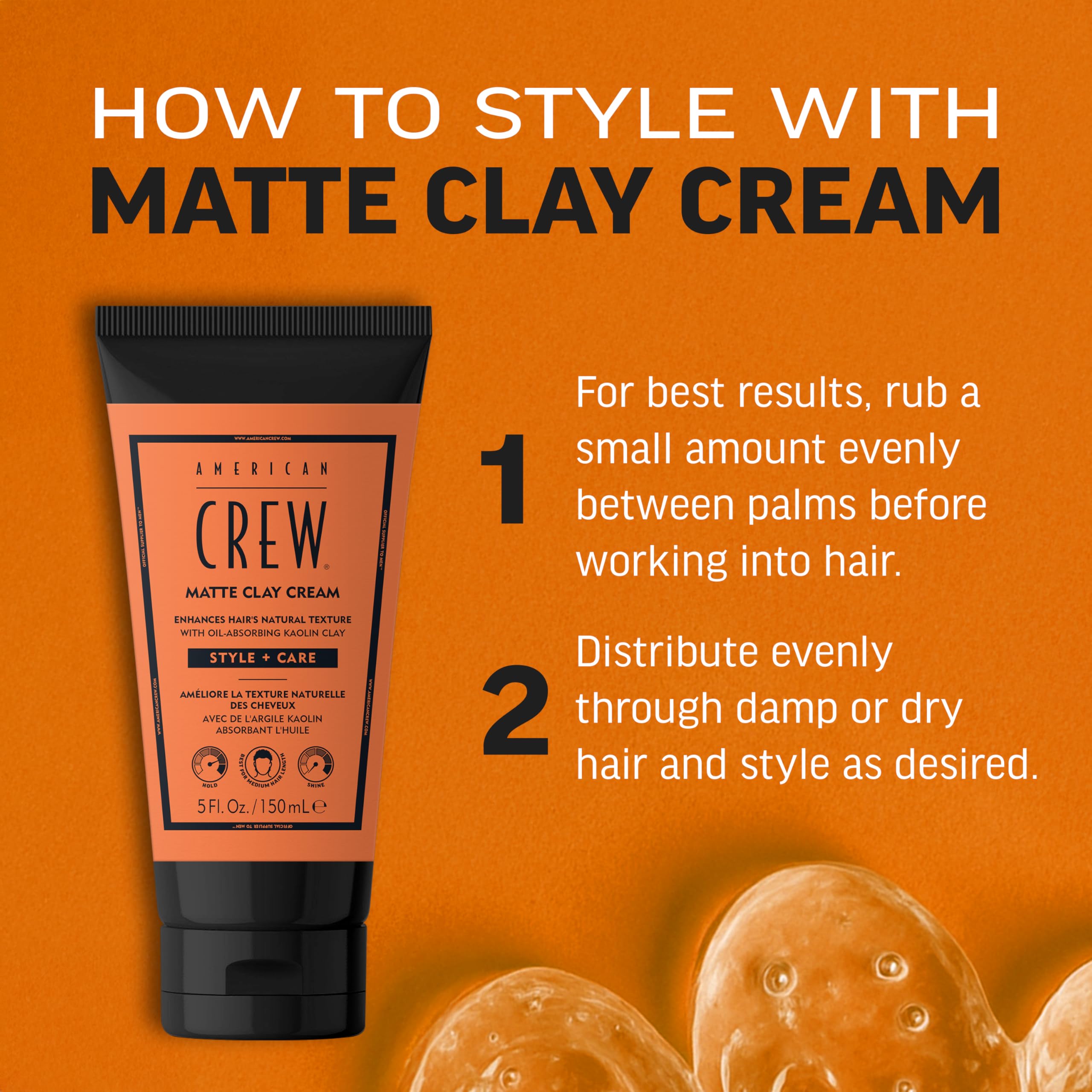 American Crew Matte Clay Cream - Hybrid hair styling clay gel for men | Absorbs Hair Oil & Detoxifies | Medium hold with matte finish | Natural Hair Gel for Men - New