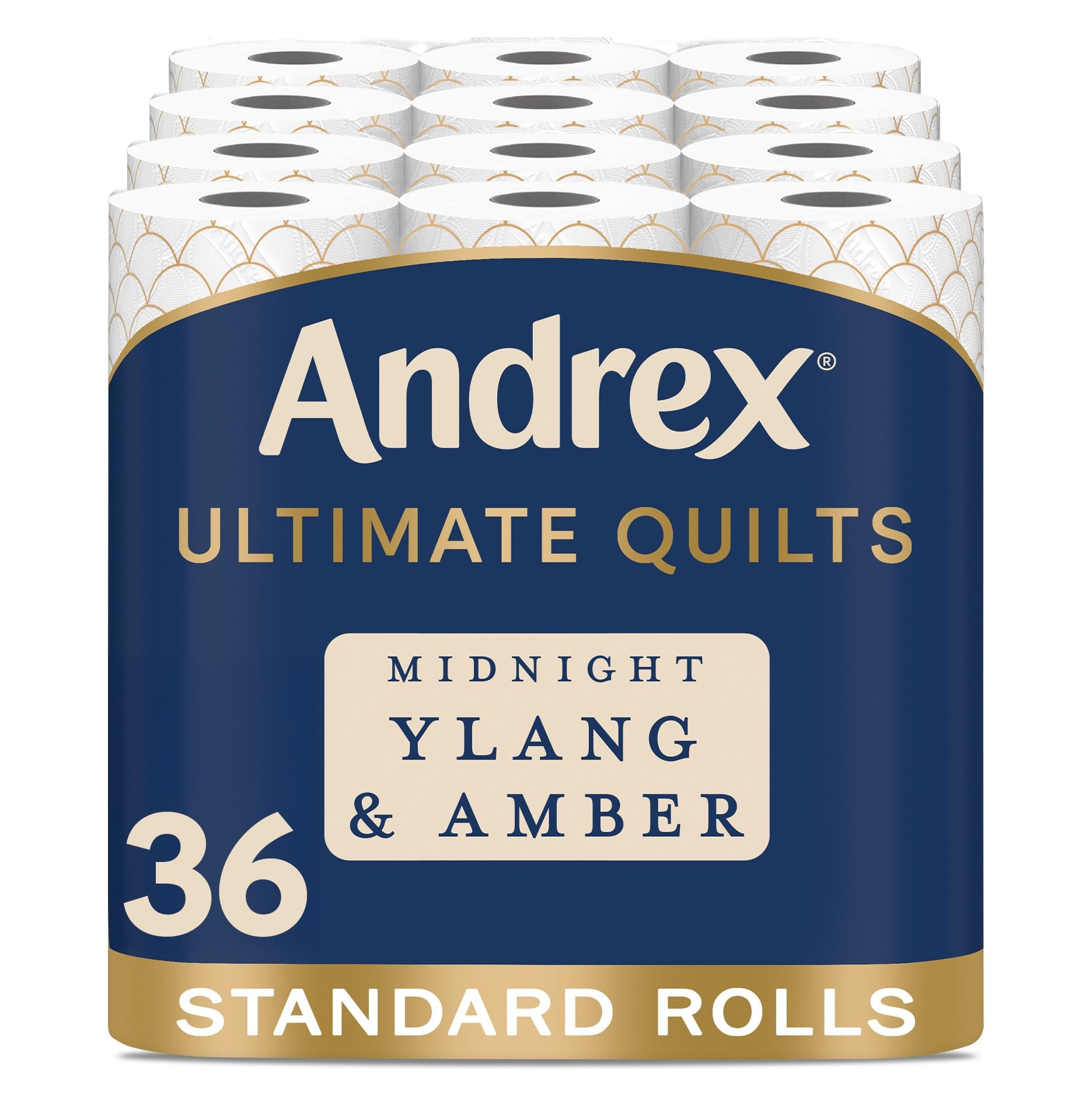 Andrex Ultimate Quilt Toilet Roll 36 Rolls - Midnight Ylang & Amber, 3-Ply, Soft Thick Sheets, Bulk Buy, FSC Certified - Damaged Box