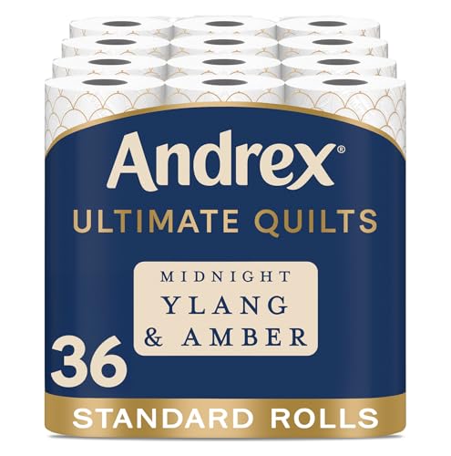 Andrex Ultimate Quilt Toilet Roll 36 Rolls - Midnight Ylang & Amber, 3-Ply, Soft Thick Sheets, Bulk Buy, FSC Certified - Damaged Box
