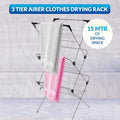 1ABOVE 3 Tier Clothes Airer Dryer Rack - 15m Drying Space - Indoor Outdoor Laundry Washing Line Horse - Black & Grey - Non-Slip Feet - New