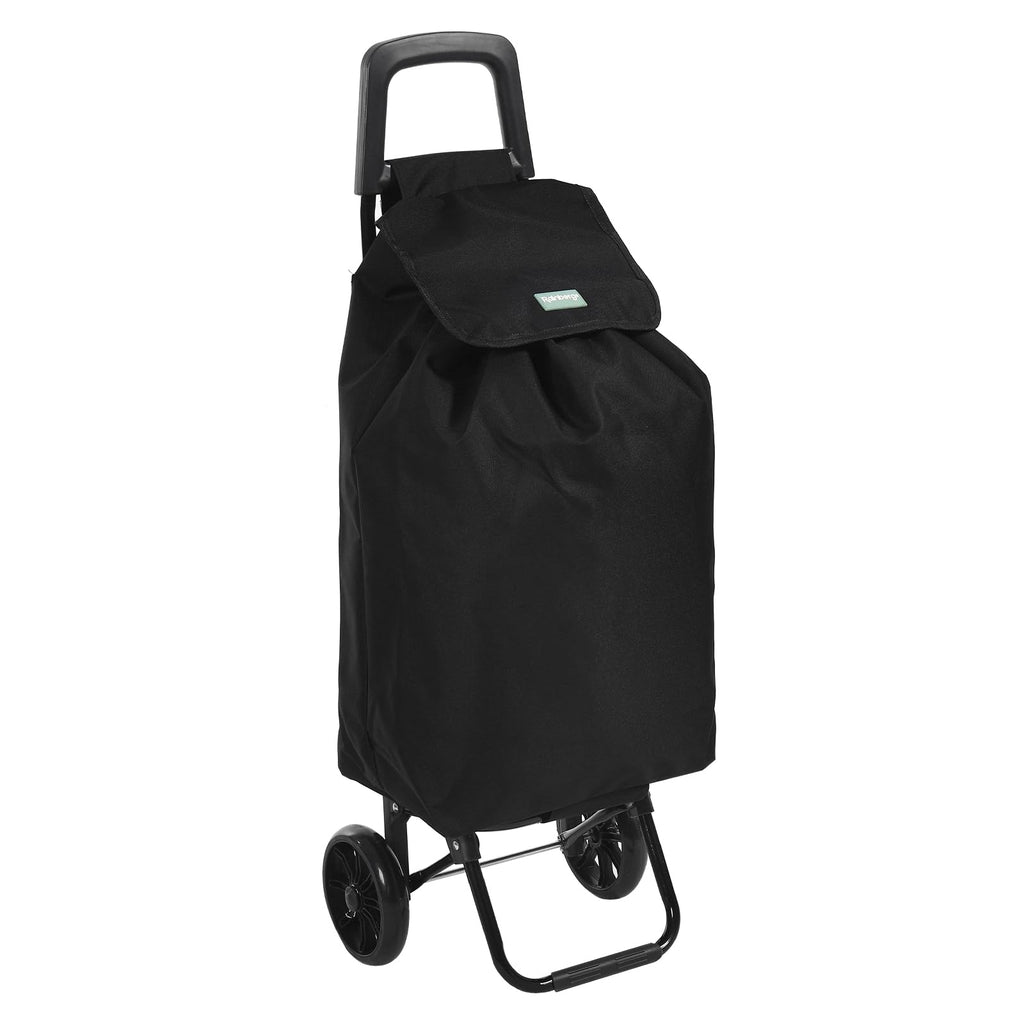 Rainberg 50Ltr Lightweight 2 Wheels Shopping Trolley, Hard Wearing & Foldaway Trendy Folding, Collapsible Push/Pull Carts for Easy Storage (Black) - Damaged Box