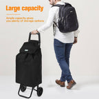 Rainberg 50Ltr Lightweight 2 Wheels Shopping Trolley, Hard Wearing & Foldaway Trendy Folding, Collapsible Push/Pull Carts for Easy Storage (Black) - Damaged Box