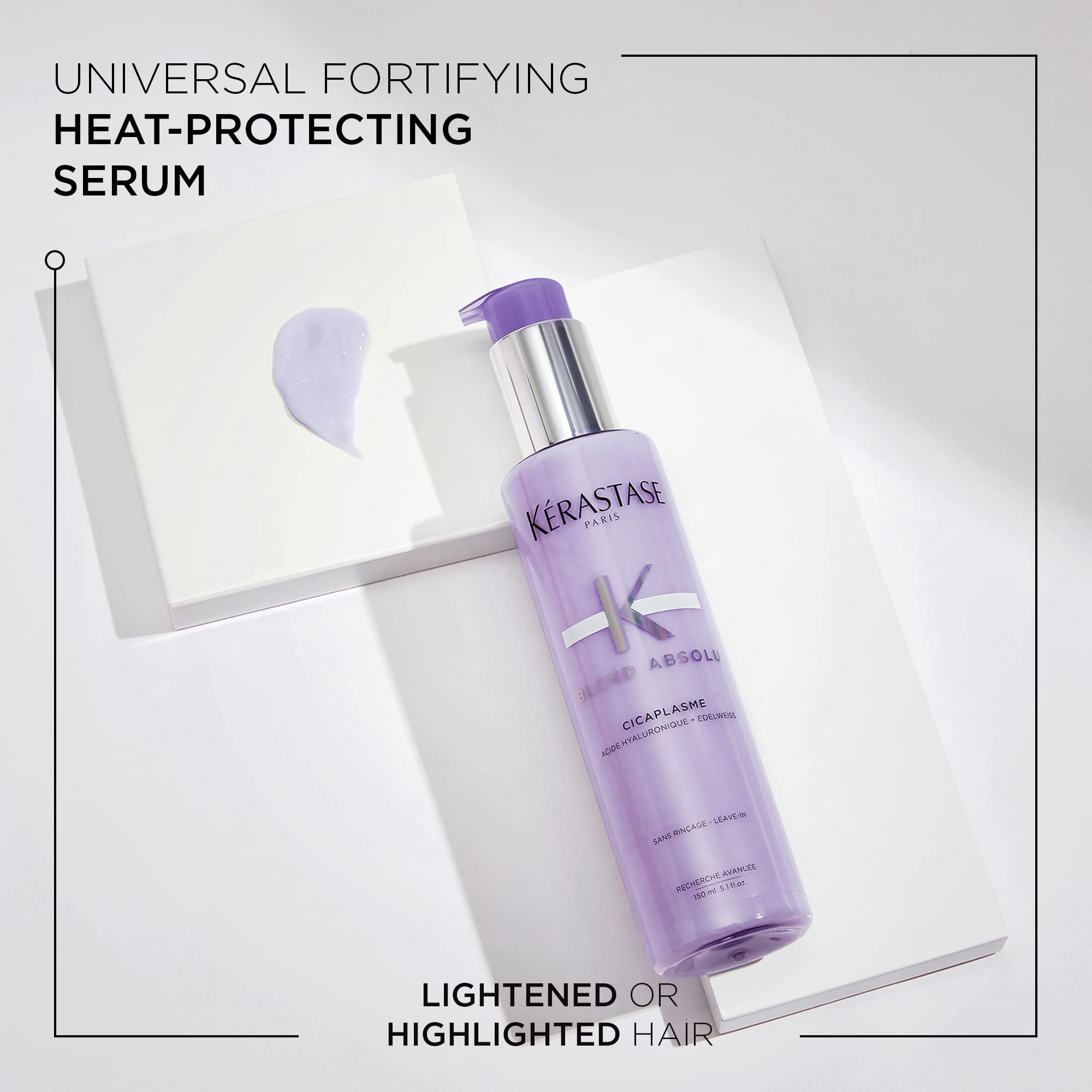 K'erastase Blond Absolu, Fortifying Heat Protecting Serum, For Lightened and Highlighted Hair, With Hyaluronic Acid and Edelweiss Flower, Cicaplasme, 250 ml - Damaged Box