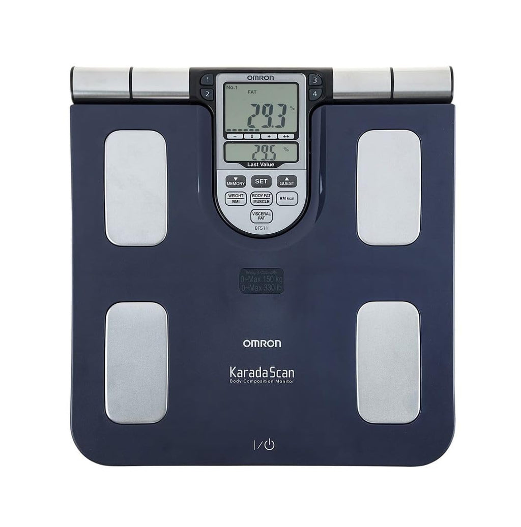 OMRON BF511 Body Composition Monitor - 8-Sensor Full Body Measurement Scale - BMI, Body Fat, 150kg Digital Weighing Scale - Damaged Box
