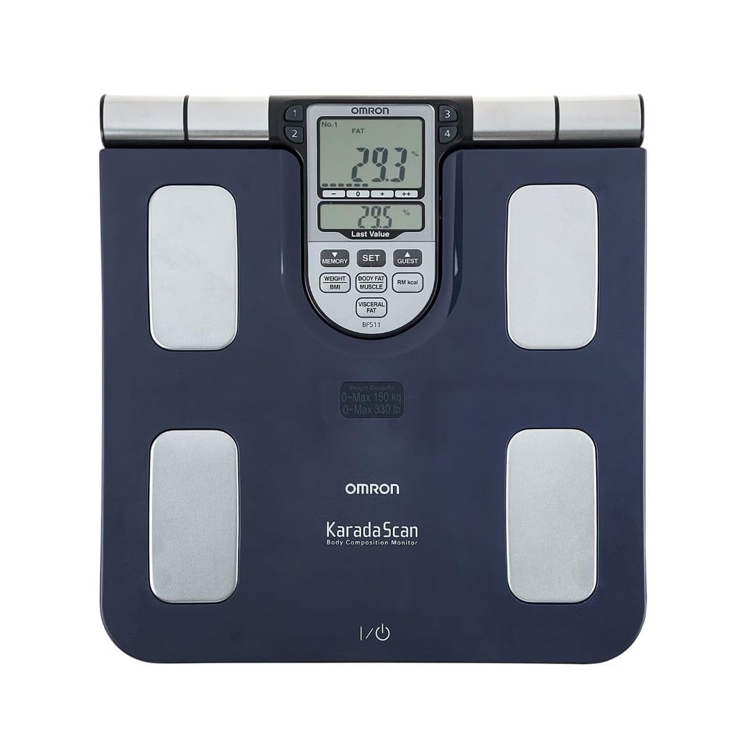 OMRON BF511 Body Composition Monitor - 8-Sensor Full Body Measurement Scale - BMI, Body Fat, 150kg Digital Weighing Scale - Damaged Box