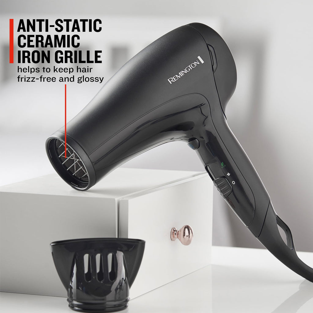 Remington D3010 Power Dry Lightweight Hair Dryer, 2000 W, Black - Damaged Box
