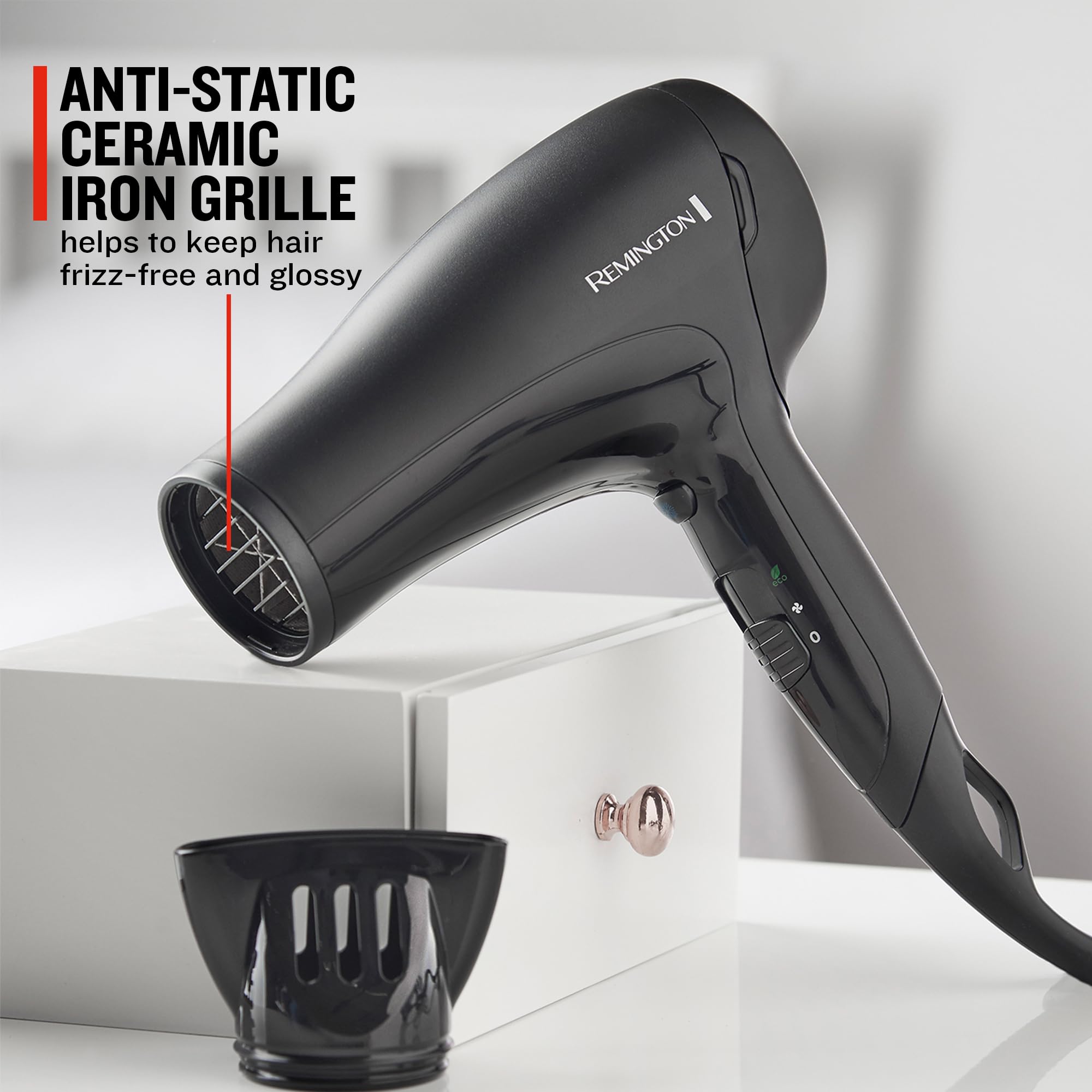 Remington D3010 Power Dry Lightweight Hair Dryer, 2000 W, Black - Damaged Box