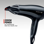 Remington D3010 Power Dry Lightweight Hair Dryer, 2000 W, Black - Damaged Box