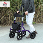 HOMCOM Folding Rollator Walker with Seat - Backrest - Lightweight 4-Wheeled Walking Frame - Purple - Adjustable Handle - Dual Brakes - New