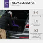 HOMCOM Folding Rollator Walker with Seat - Backrest - Lightweight 4-Wheeled Walking Frame - Purple - Adjustable Handle - Dual Brakes - New