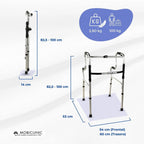 Mobiclinic(R), Walking Frame for The Elderly, Lightweight Foldable Rollator, Aluminium, Non-Slip, Height Adjustable, Without Wheels, 4 Legs, P'ortico, Elderly People, Walking Frame for Adults - Damaged Box