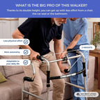 Mobiclinic(R), Walking Frame for The Elderly, Lightweight Foldable Rollator, Aluminium, Non-Slip, Height Adjustable, Without Wheels, 4 Legs, P'ortico, Elderly People, Walking Frame for Adults - Damaged Box