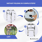 Mobiclinic(R), Walking Frame for The Elderly, Lightweight Foldable Rollator, Aluminium, Non-Slip, Height Adjustable, Without Wheels, 4 Legs, P'ortico, Elderly People, Walking Frame for Adults - Damaged Box