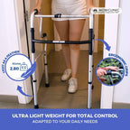 Mobiclinic(R), Walking Frame for The Elderly, Lightweight Foldable Rollator, Aluminium, Non-Slip, Height Adjustable, Without Wheels, 4 Legs, P'ortico, Elderly People, Walking Frame for Adults - Damaged Box