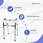 Mobiclinic(R), Walking Frame for The Elderly, Lightweight Foldable Rollator, Aluminium, Non-Slip, Height Adjustable, Without Wheels, 4 Legs, P'ortico, Elderly People, Walking Frame for Adults - Damaged Box