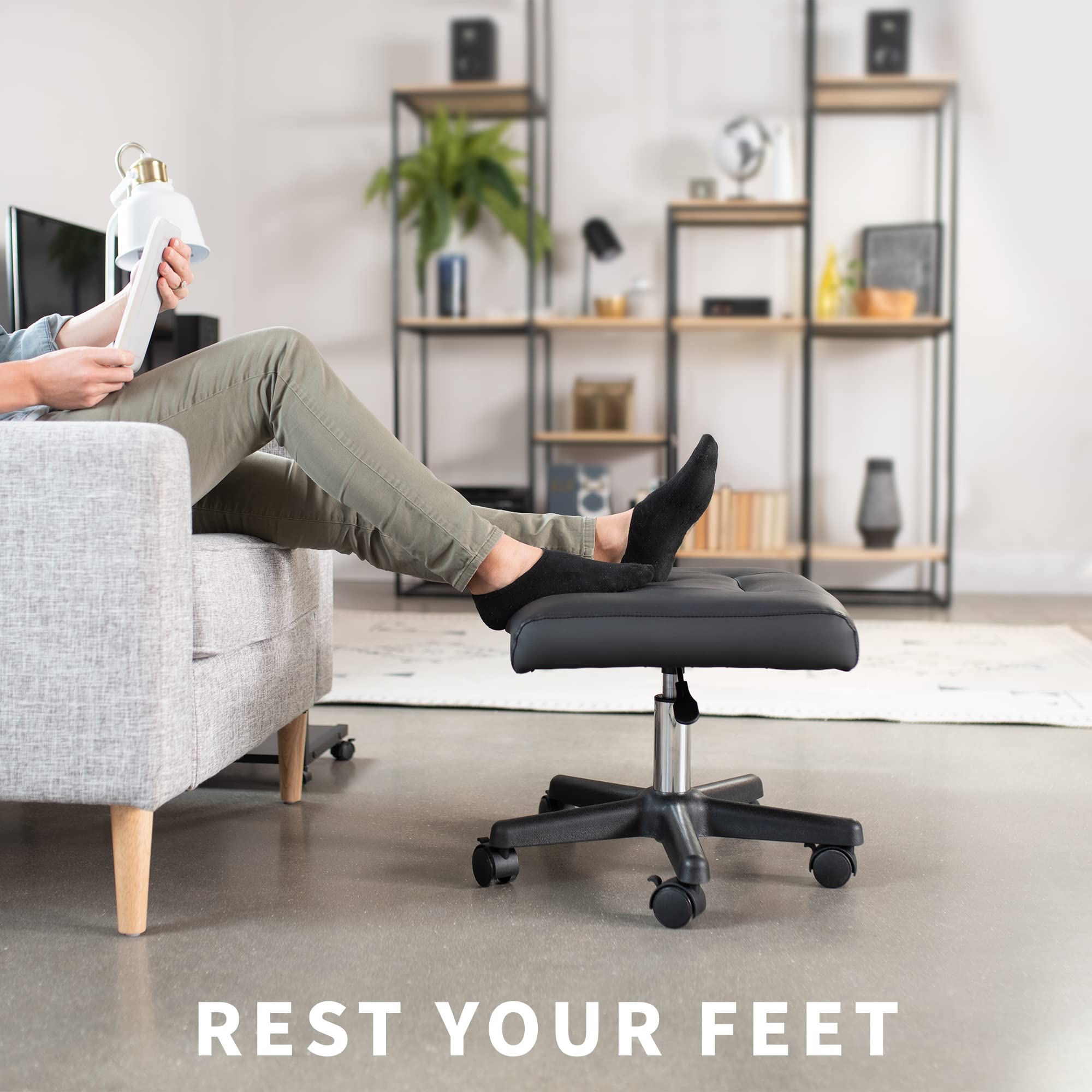 VIVO Ergonomic Mobile Footrest with Wheels - Height Adjustable Desk Stool - Thick Padding - Homewares - Damaged Box