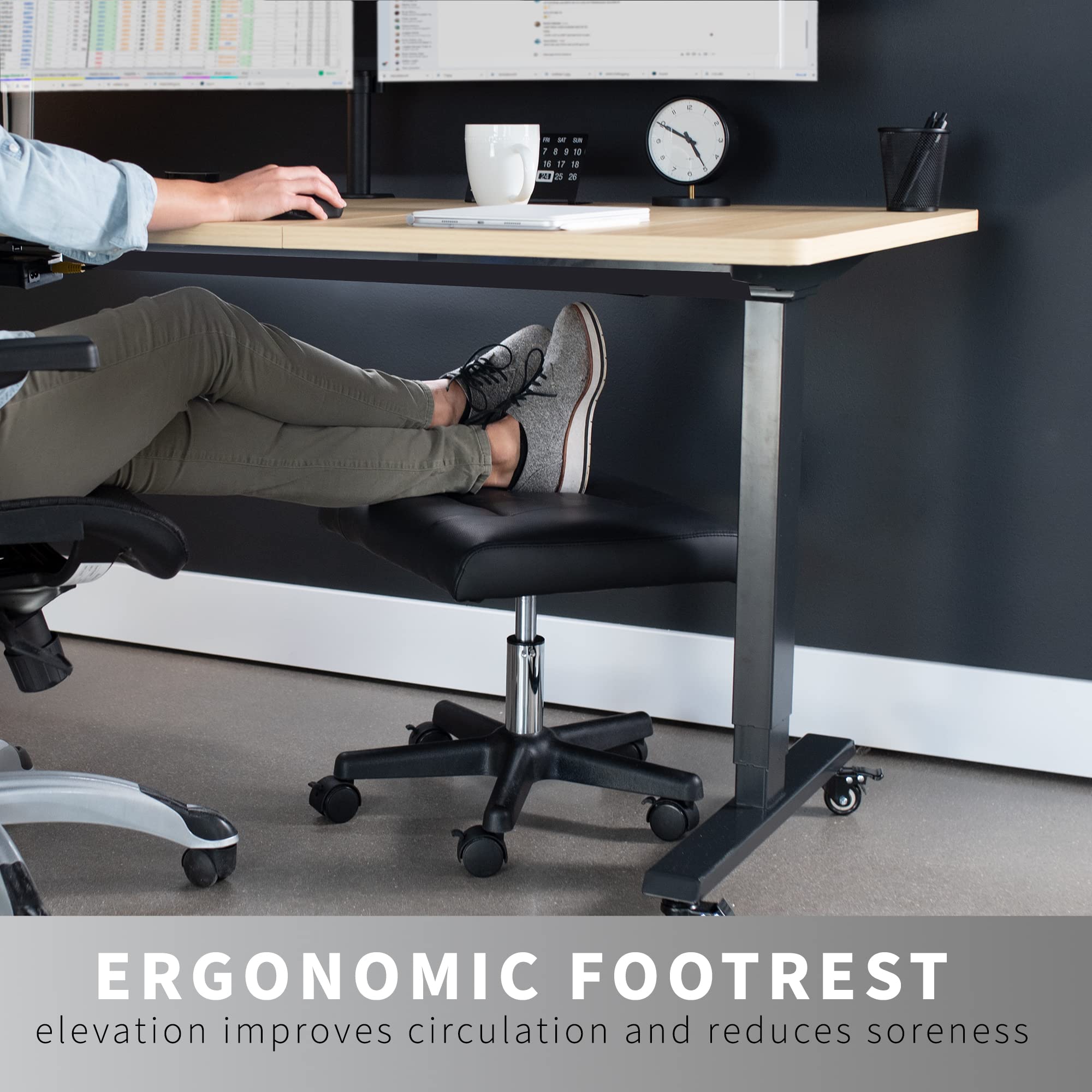 VIVO Ergonomic Mobile Footrest with Wheels - Height Adjustable Desk Stool - Thick Padding - Homewares - Damaged Box