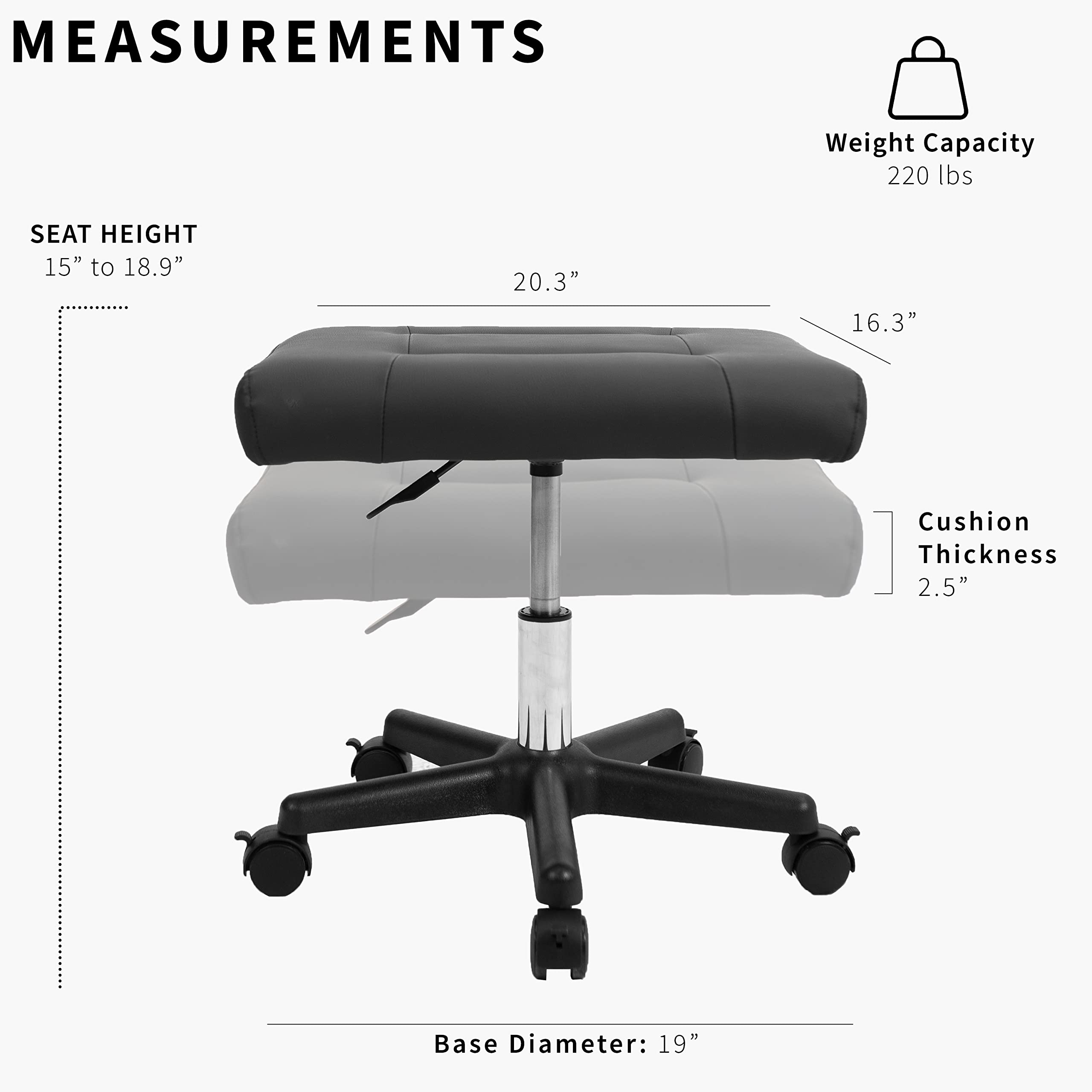 VIVO Ergonomic Mobile Footrest with Wheels - Height Adjustable Desk Stool - Thick Padding - Homewares - Damaged Box