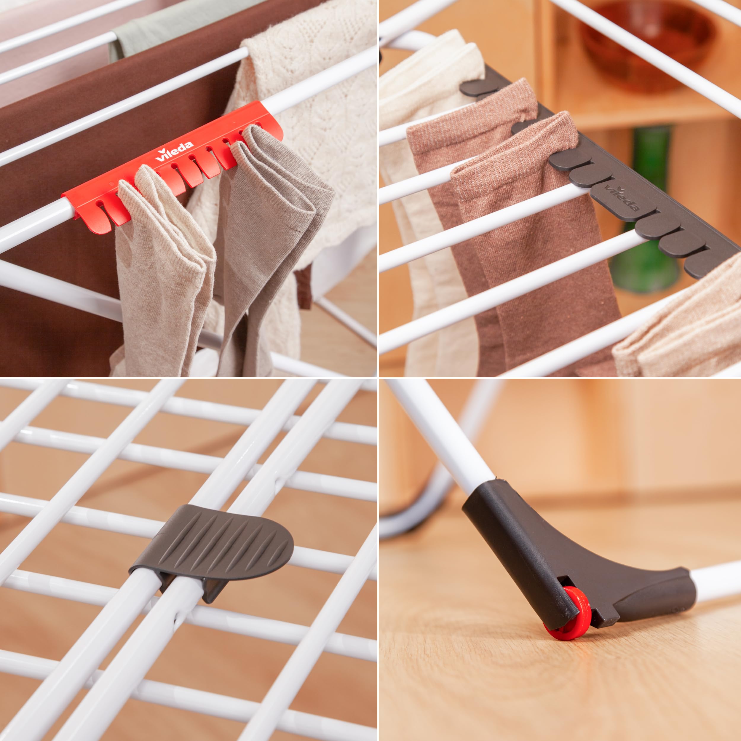 Vileda Extra Clothes Airer - X-Legs, 20m Drying Space, Socks Holder, Sturdy, Compact Laundry Rack - Like New