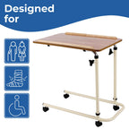 Days Overbed Table with Wheels - Height Adjustable, Lightweight, 61x40cm Laminated Surface for Bed/Chair - New