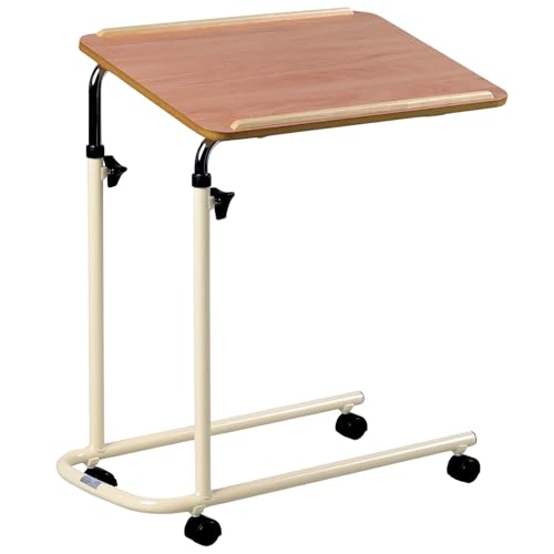 Days Overbed Table with Wheels - Height Adjustable, Lightweight, 61x40cm Laminated Surface for Bed/Chair - New