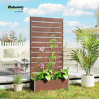 Outsunny Garden Planter with Trellis for Climbing Plants, Vines, Flowers, Freestanding Raised Bed for Garden, Outdoor, Patio, Planter Box with Drainage Gap, Light Brown - Damaged Box
