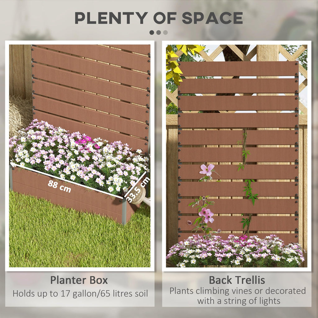 Outsunny Garden Planter with Trellis for Climbing Plants, Vines, Flowers, Freestanding Raised Bed for Garden, Outdoor, Patio, Planter Box with Drainage Gap, Light Brown - Damaged Box
