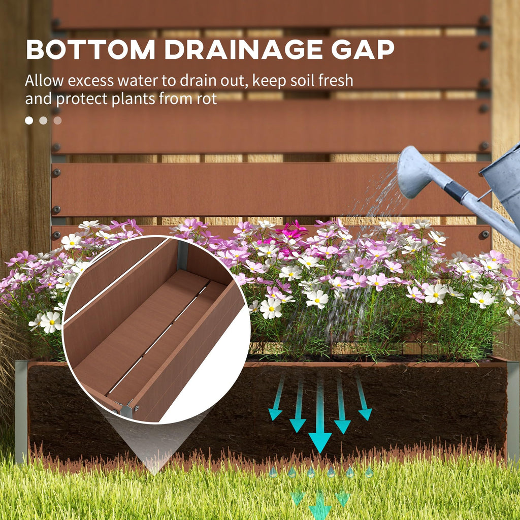 Outsunny Garden Planter with Trellis for Climbing Plants, Vines, Flowers, Freestanding Raised Bed for Garden, Outdoor, Patio, Planter Box with Drainage Gap, Light Brown - Damaged Box