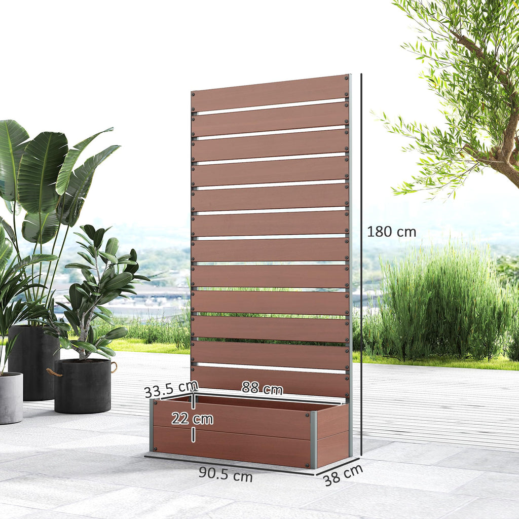 Outsunny Garden Planter with Trellis for Climbing Plants, Vines, Flowers, Freestanding Raised Bed for Garden, Outdoor, Patio, Planter Box with Drainage Gap, Light Brown - Damaged Box
