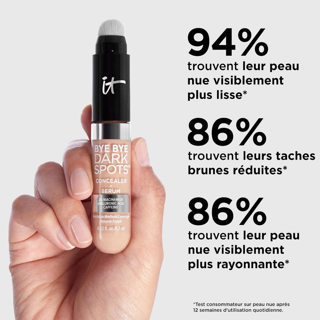 IT Cosmetics Bye Bye Dark Spots Concealer + Serum, Medium Coverage, Made with Niacinamide, Hyaluronic Acid & Caffeine, 6.7 ml - New