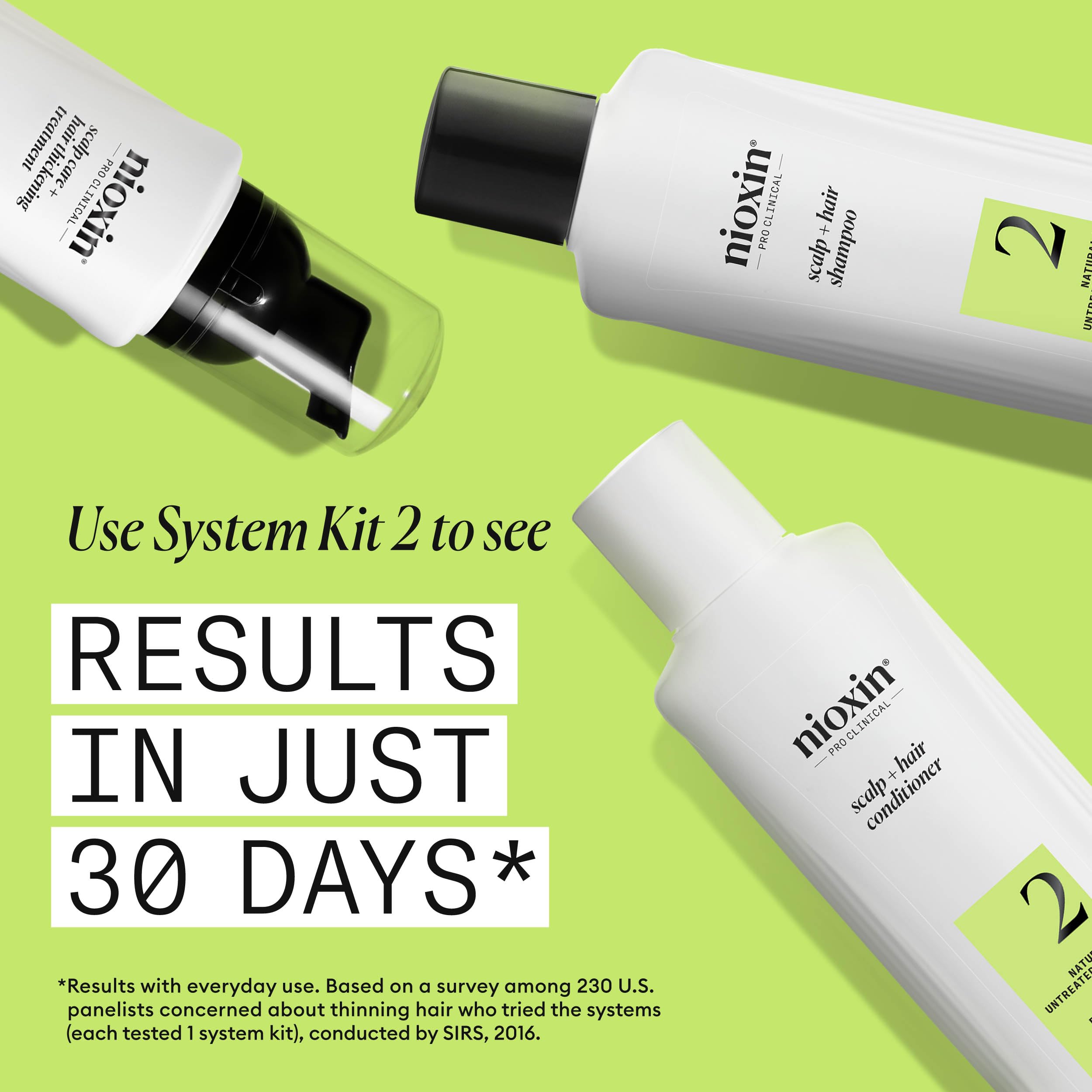 Nioxin System 2 Scalp + Hair Thickening Treatment - Hair Loss Serum for Natural Hair with Progressed Thinning - With Niacinamide & Biotin (100ml) - Damaged Box