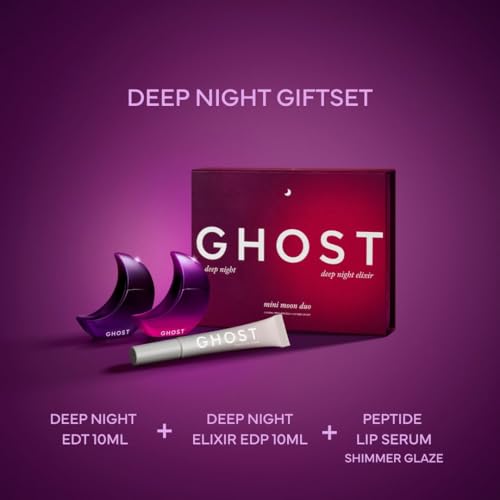 Ghost Deep Night Fragrance Gift Set - Includes EDT 10ml, Deep Night Elixir EDP 10ml & Shimmer Glaze Peptide Lip Serum - New