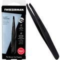Tweezerman Black Matte Slant Tweezer, Professional Stainless Steel Precision Tweezers for Facial Hair and Eyebrows, (Pack of 1) - Damaged Box