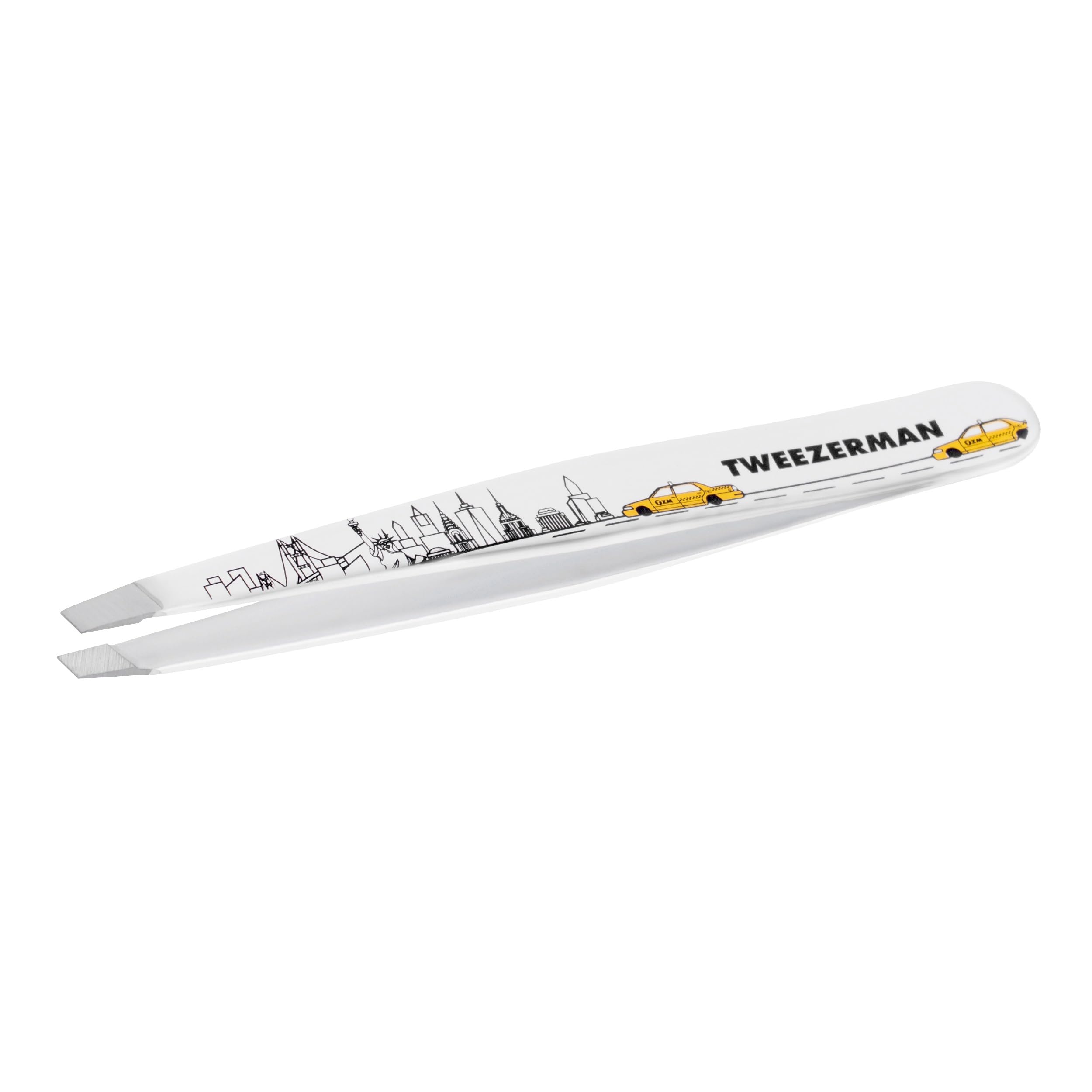 Tweezerman Black Matte Slant Tweezer, Professional Stainless Steel Precision Tweezers for Facial Hair and Eyebrows, (Pack of 1) - Damaged Box