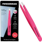 Tweezerman Black Matte Slant Tweezer, Professional Stainless Steel Precision Tweezers for Facial Hair and Eyebrows, (Pack of 1) - Damaged Box