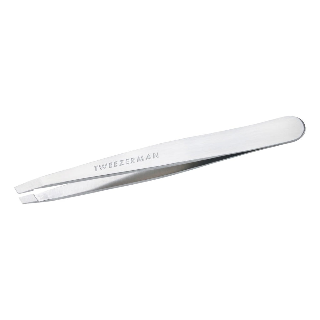 Tweezerman Black Matte Slant Tweezer, Professional Stainless Steel Precision Tweezers for Facial Hair and Eyebrows, (Pack of 1) - Damaged Box