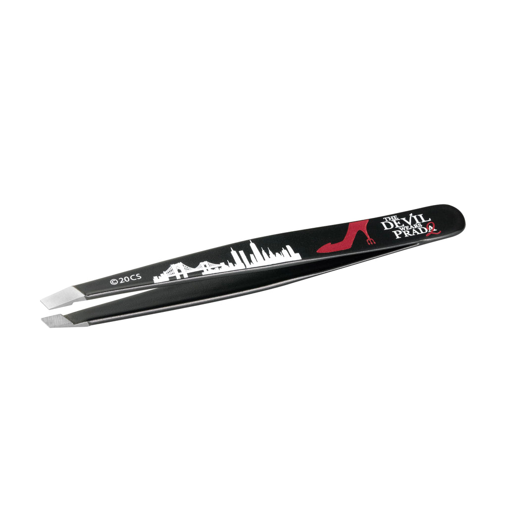 Tweezerman Black Matte Slant Tweezer, Professional Stainless Steel Precision Tweezers for Facial Hair and Eyebrows, (Pack of 1) - Damaged Box